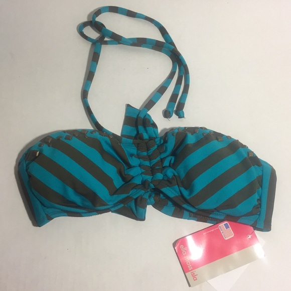 Ella Moss Bikini Swim Top Striped Sz S - Picture 2 of 8